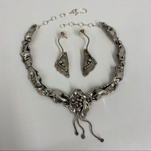 Vintage Sterling Organic Necklace & Earrings Set